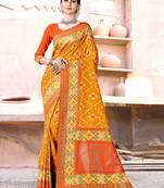 Sangam Prints Yellow SILK  Woven Zari Work Traditional Tassle Saree
