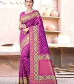 Sangam Prints Purple SILK  Woven Zari Work Traditional Tassle Saree