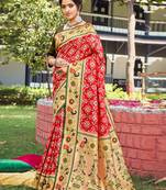 Sangam Prints Red Paithani Silk Woven Work Traditional Tassle Saree