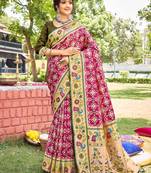 Sangam Prints Purple Paithani Silk Woven Work Traditional Tassle Saree