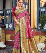 Sangam Prints Purple Patola Silk Woven Work Traditional Tassle Saree