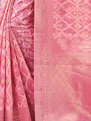 Sangam Prints Pink Cotton Woven Work Traditional Tassle Saree 4