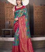 Sangam Prints Sea Green KanJivaram Silk Woven Work Traditional Tassle Saree