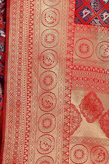 Sangam Prints Red Patola Silk Woven Work Traditional Tassle Saree