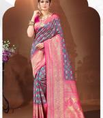 Sangam Prints Pink Patola Silk Woven Work Traditional Tassle Saree