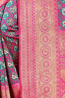 Sangam Prints Pink Patola Silk Woven Work Traditional Tassle Saree
