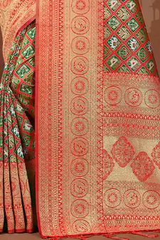 Sangam Prints Red Patola Silk Woven Work Traditional Tassle Saree
