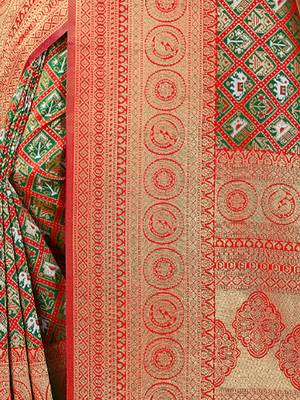 Sangam Prints Red Patola Silk Woven Work Traditional Tassle Saree 4