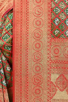 Sangam Prints Red Patola Silk Woven Work Traditional Tassle Saree