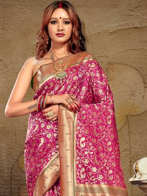 Sangam Prints Purple Paithani Silk Woven Work Traditional Tassels Saree 2