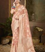 Sangam Prints Pink Cotton Woven Work Traditional Tassels Saree