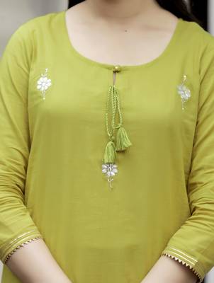 Olive printed cotton   Kurta    Sharara    Dupatta 5