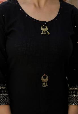 KAAJH Black Printed Cotton Suit Set 5