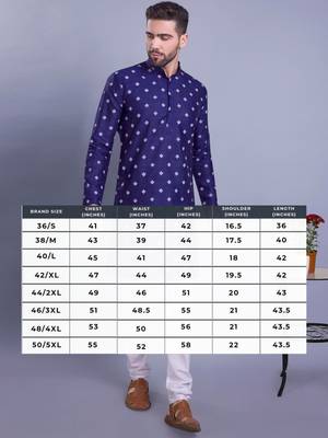 Blue printed banarasi silk men-kurtas 5