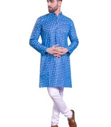 Blue printed cotton men-kurtas