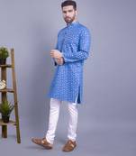 Blue printed cotton men-kurtas