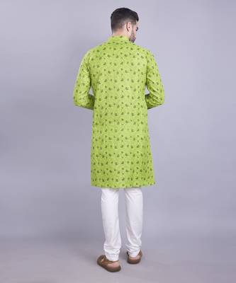 Green printed cotton men-kurtas 2