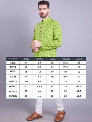 Green printed cotton men-kurtas 5