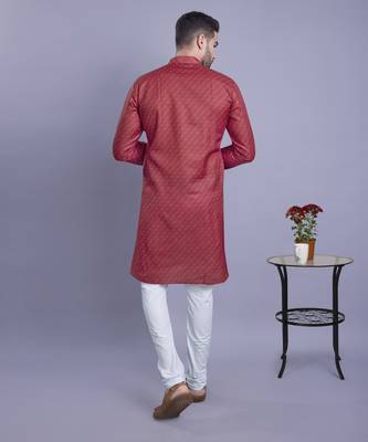 Red printed cotton men-kurtas 3