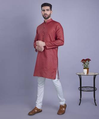 Red printed cotton men-kurtas 1