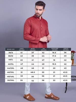 Red printed cotton men-kurtas 5