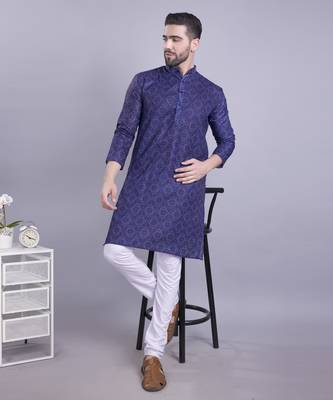 Blue printed cotton men-kurtas 1