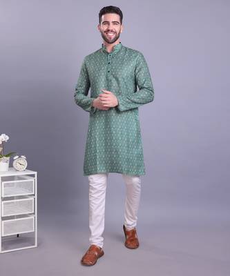 Green printed cotton men-kurtas 1