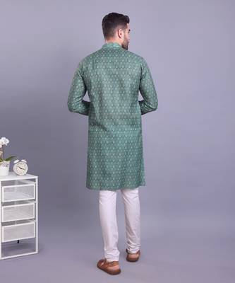 Green printed cotton men-kurtas 2