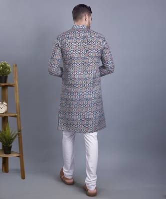 Green printed cotton men-kurtas 2