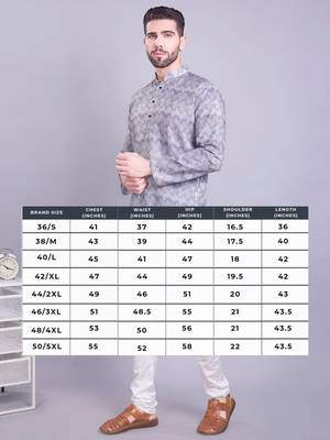 Grey printed cotton men-kurtas 5