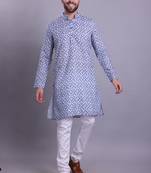 Blue printed cotton men-kurtas