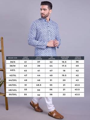 Blue printed cotton men-kurtas 5