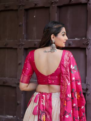 Women's Dola Silk With Printed with foil work Lehenga Choli For Wedding  4