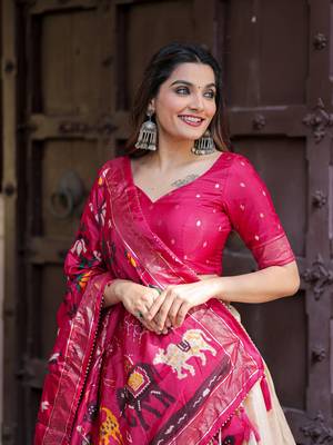 Women's Dola Silk With Printed with foil work Lehenga Choli For Wedding  5
