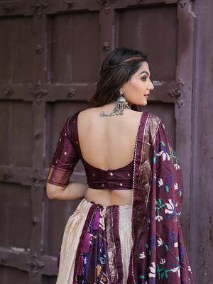 Women's Dola Silk With Printed with foil work Lehenga Choli For Wedding  4