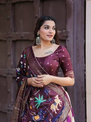 Women's Dola Silk With Printed with foil work Lehenga Choli For Wedding  5