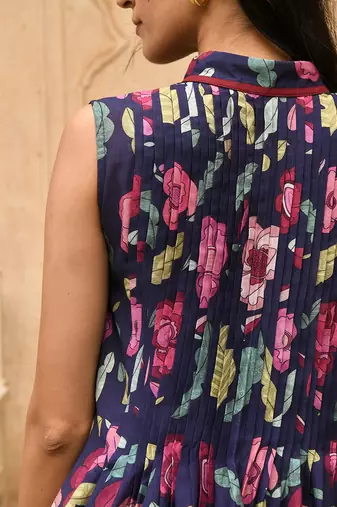 Blue Floral Printed Kurta Set