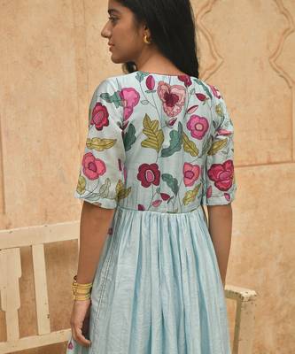 Sky Blue Floral Printed Kurta Set 5