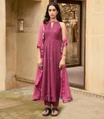 Wine Red Floral Printed Kurta Set