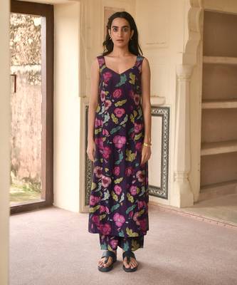 Floral Printed Violet Kurta Set 1