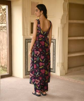 Floral Printed Violet Kurta Set 5