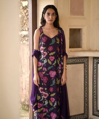 Floral Printed Violet Kurta Set 6