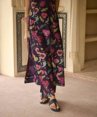 Floral Printed Violet Kurta Set 8