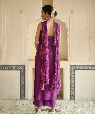 Violet Sleeveless Kurta Set 3