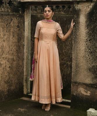 Peach Chanderi Kurta Set 3