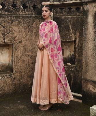 Peach Chanderi Kurta Set 4