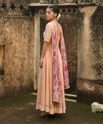 Peach Chanderi Kurta Set 5