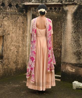 Peach Chanderi Kurta Set 6