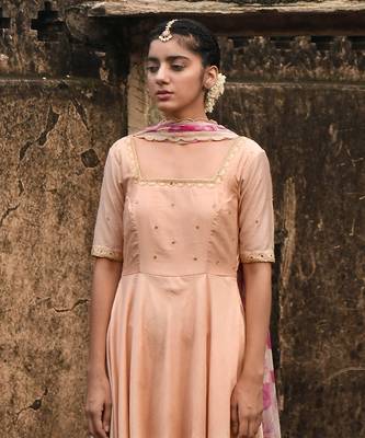 Peach Chanderi Kurta Set 8