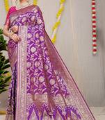 PURPLE BANARASI OCCESIONAL SAREE WITH BLOUSE 